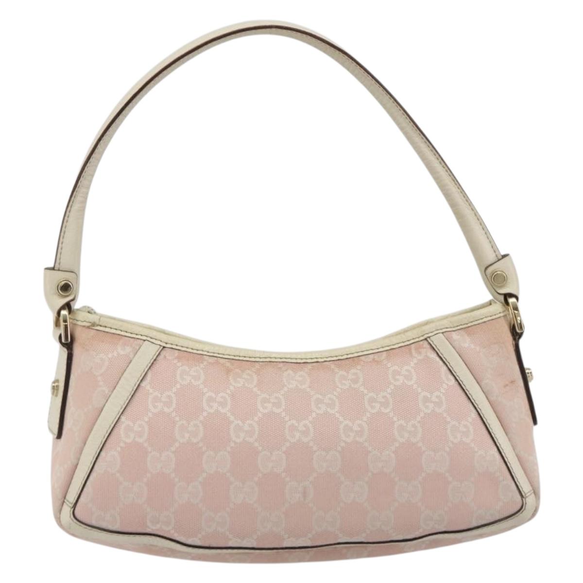 GUCCI GG Canvas Abbey Hand Bag Pink Gold Tone 130939 Auth BA14560