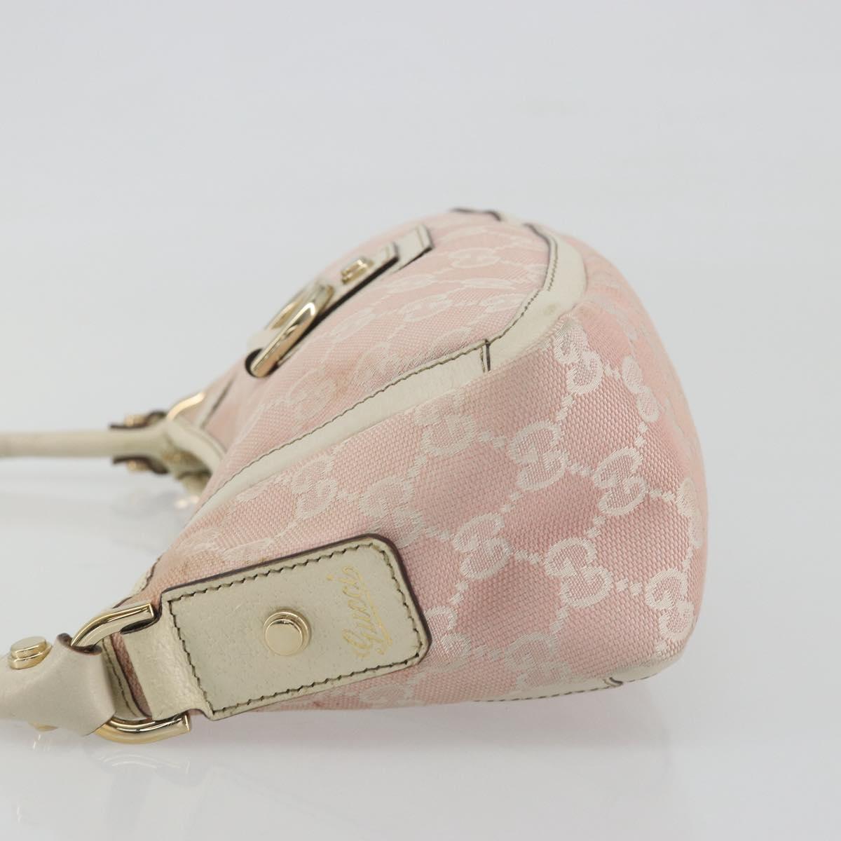 GUCCI GG Canvas Abbey Hand Bag Pink Gold Tone 130939 Auth BA14560