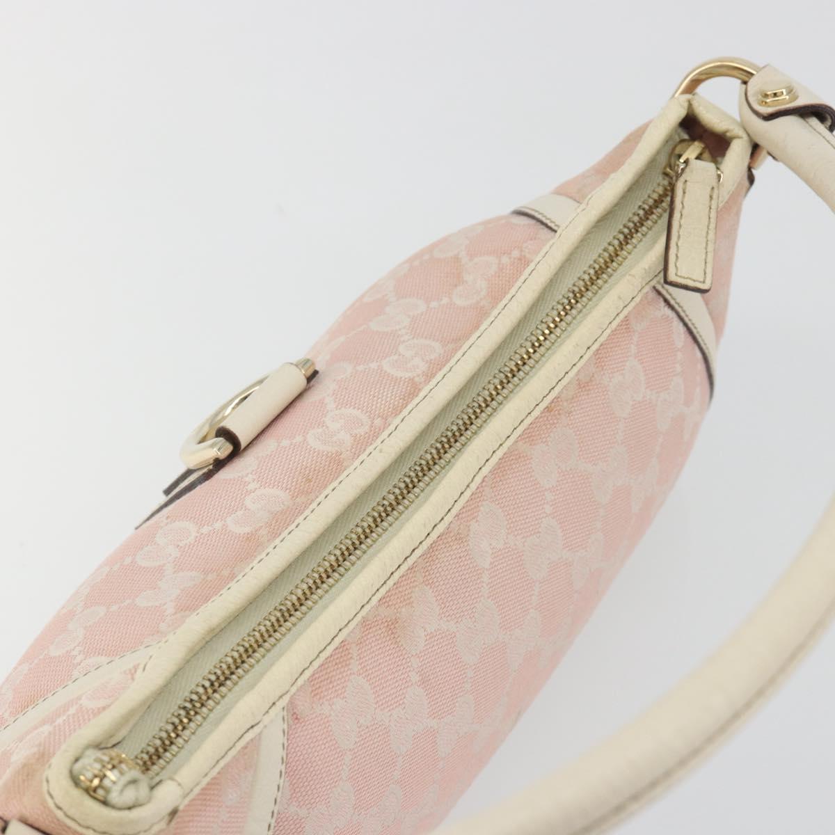 GUCCI GG Canvas Abbey Hand Bag Pink Gold Tone 130939 Auth BA14560