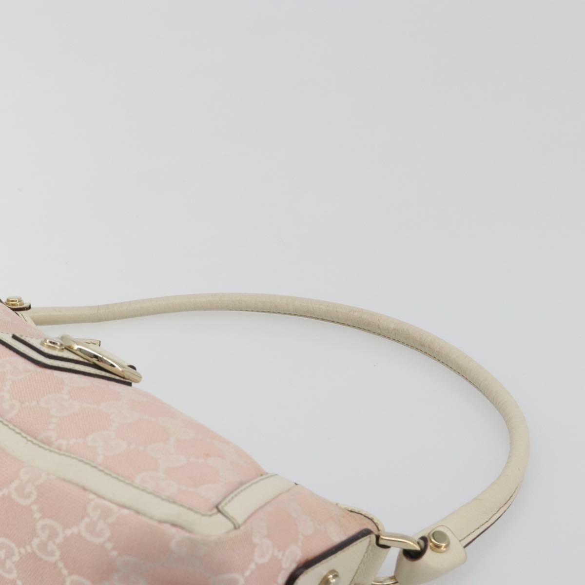 GUCCI GG Canvas Abbey Hand Bag Pink Gold Tone 130939 Auth BA14560