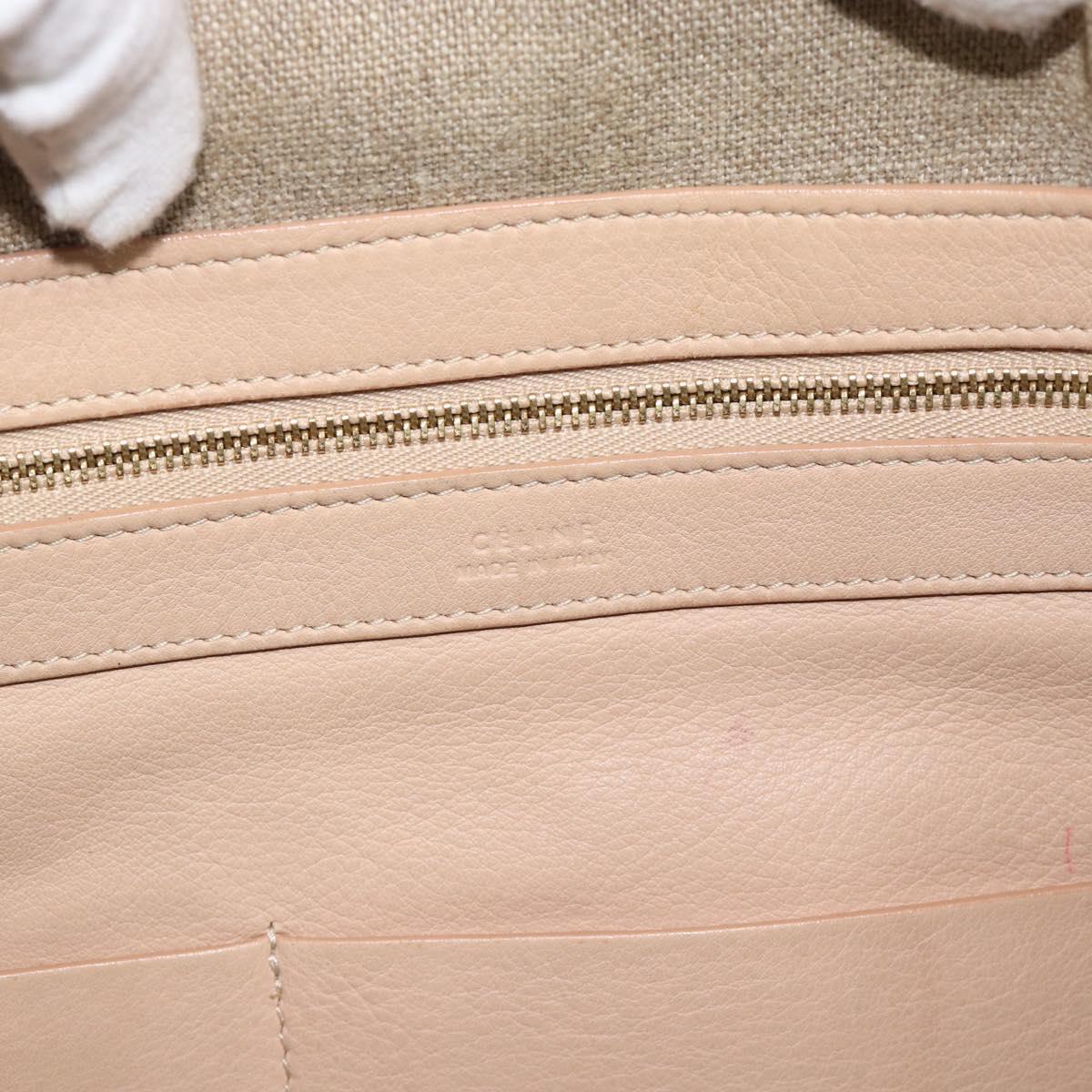 CELINE Tote Bag Leather Beige Auth BA14562A