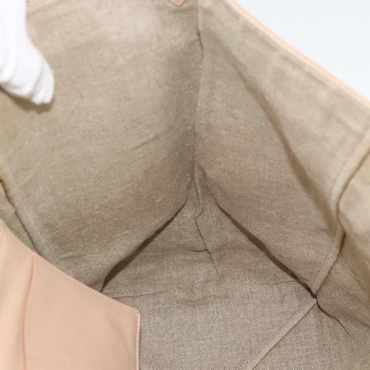 CELINE Tote Bag Leather Beige Auth BA14562A