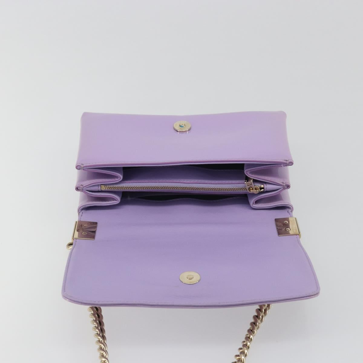 VERSACE Medusa Chain Shoulder Bag Patent Purple Gold Tone Auth BA14565A