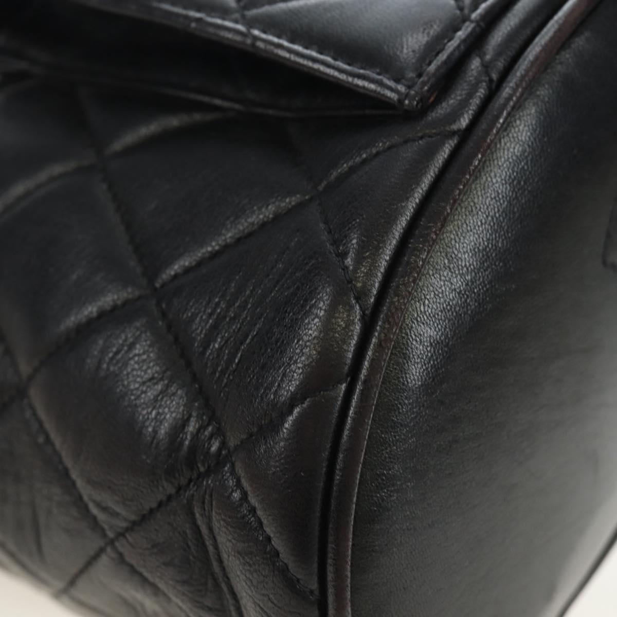 CHANEL Matelasse Chain Backpack Lamb Skin Black Gold Tone CC Auth BA14567M