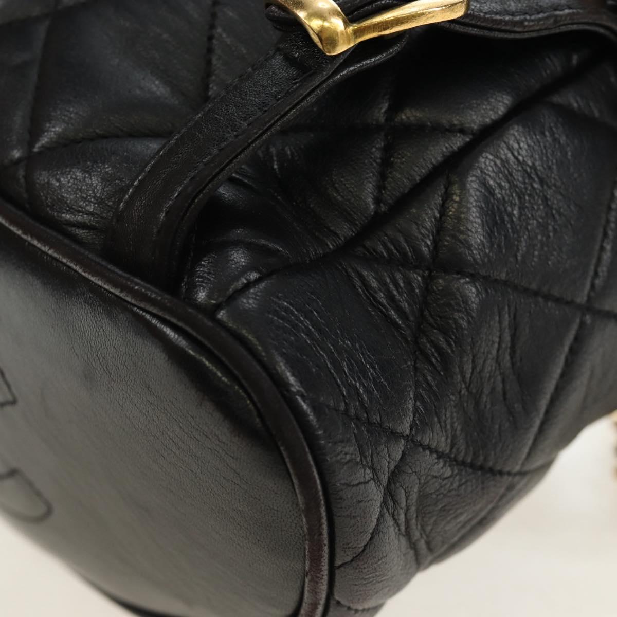 CHANEL Matelasse Chain Backpack Lamb Skin Black Gold Tone CC Auth BA14567M