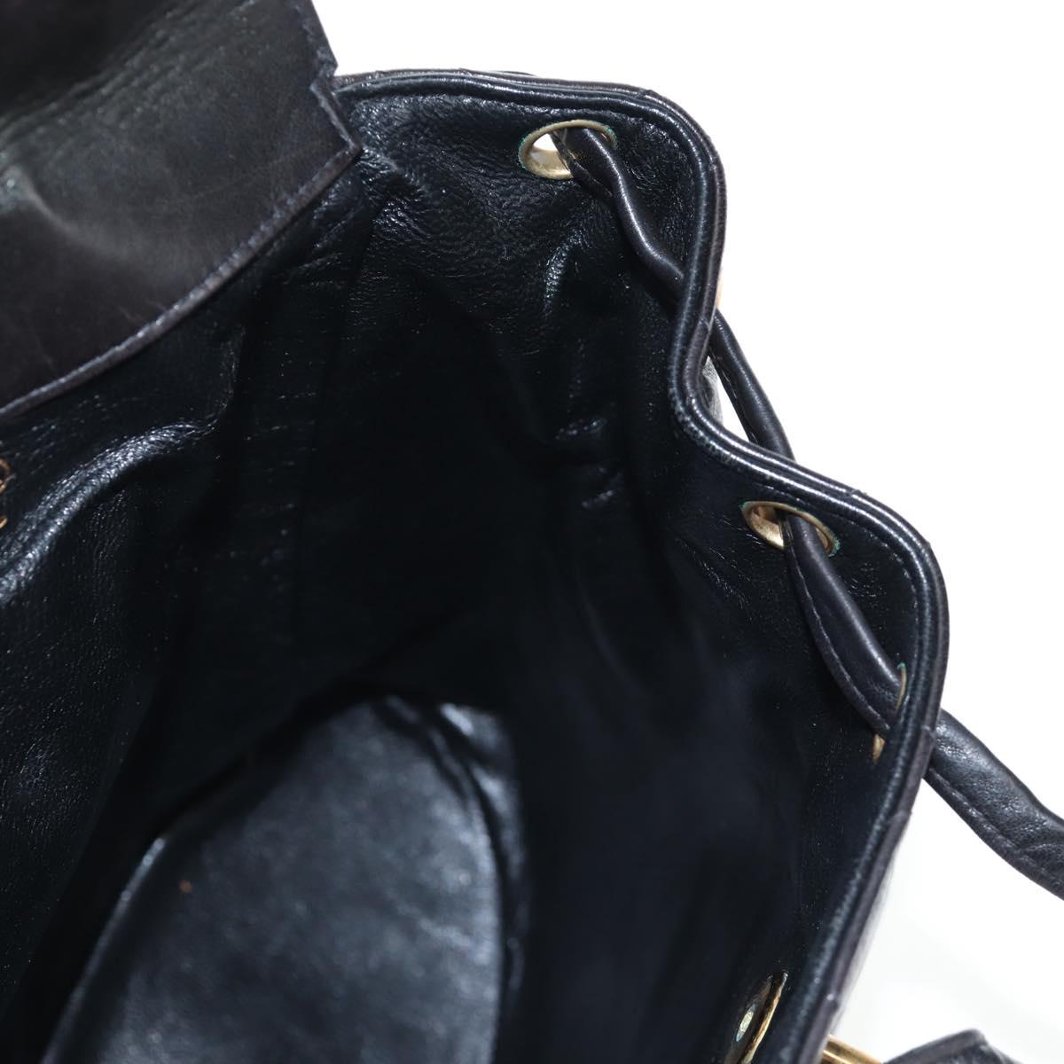 CHANEL Matelasse Chain Backpack Lamb Skin Black Gold Tone CC Auth BA14567M