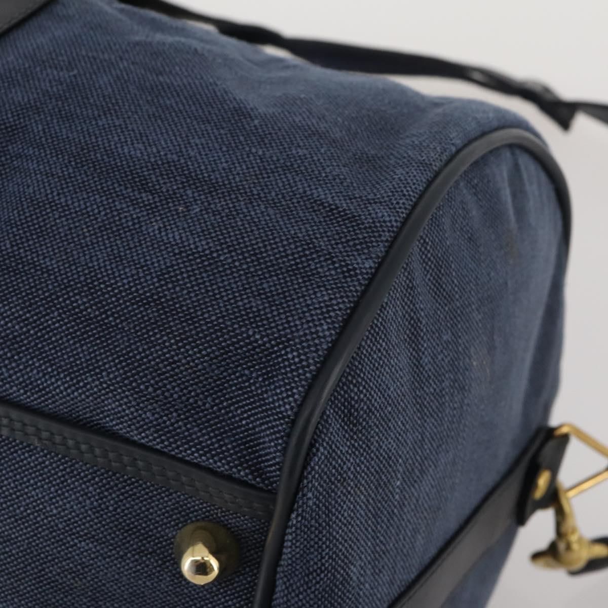 GUCCI Boston Bag Canvas 2way Navy Gold Tone 012 123 0254 Auth BA14569