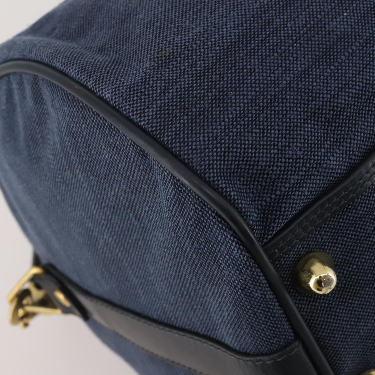 GUCCI Boston Bag Canvas 2way Navy Gold Tone 012 123 0254 Auth BA14569