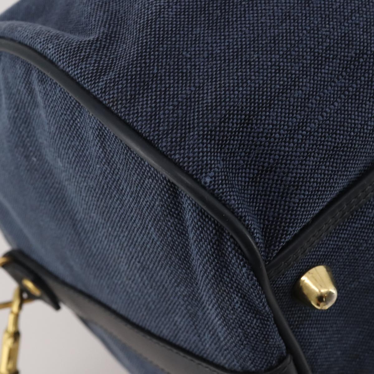 GUCCI Boston Bag Canvas 2way Navy Gold Tone 012 123 0254 Auth BA14569