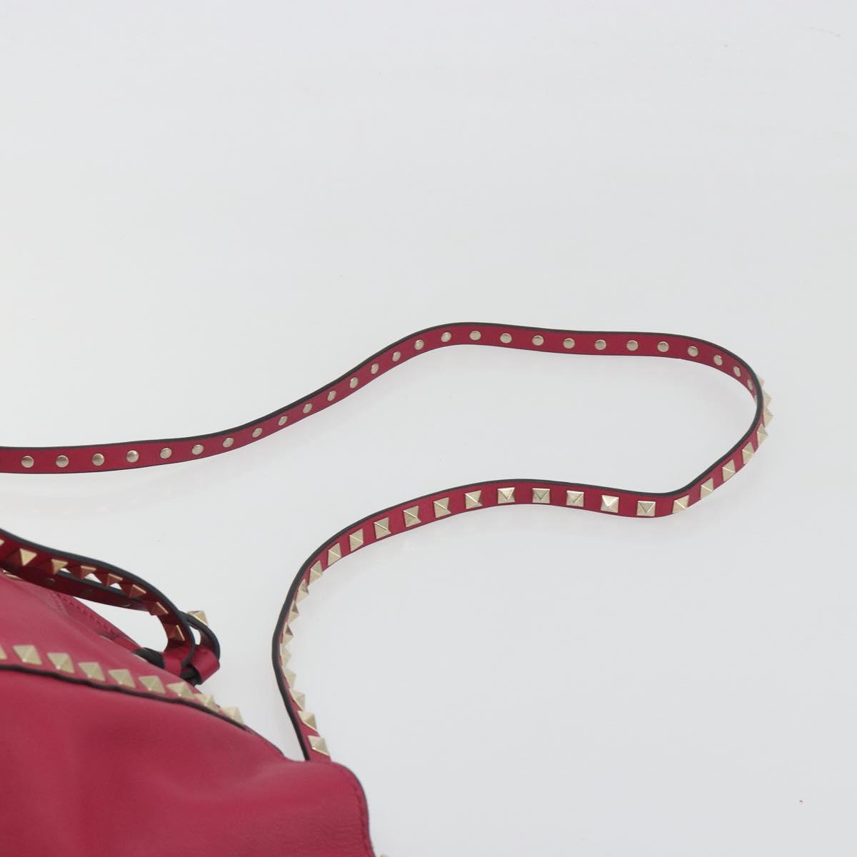 VALENTINO Studs Tote Bag Leather 2way Pink Gold Tone Auth BA14571