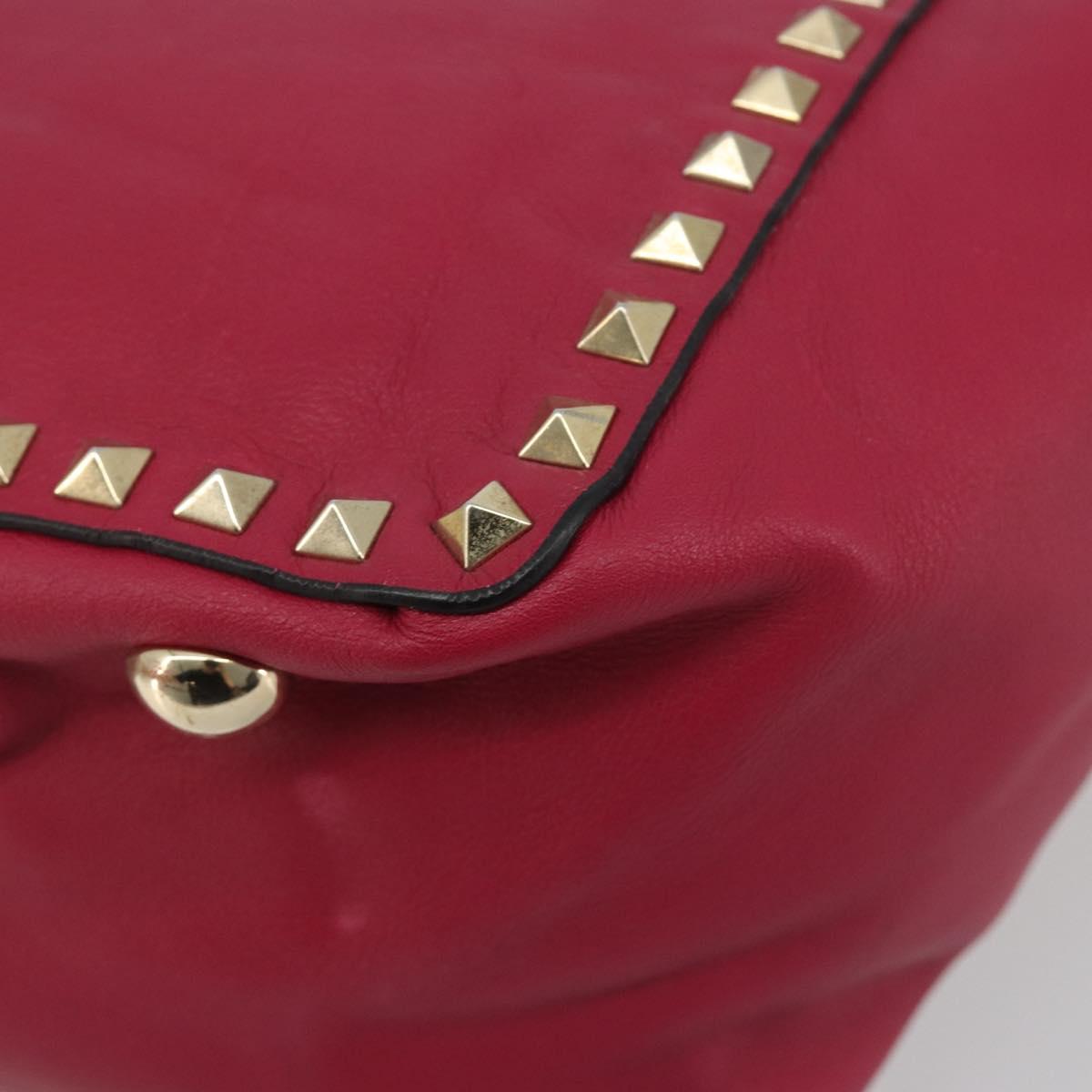 VALENTINO Studs Tote Bag Leather 2way Pink Gold Tone Auth BA14571