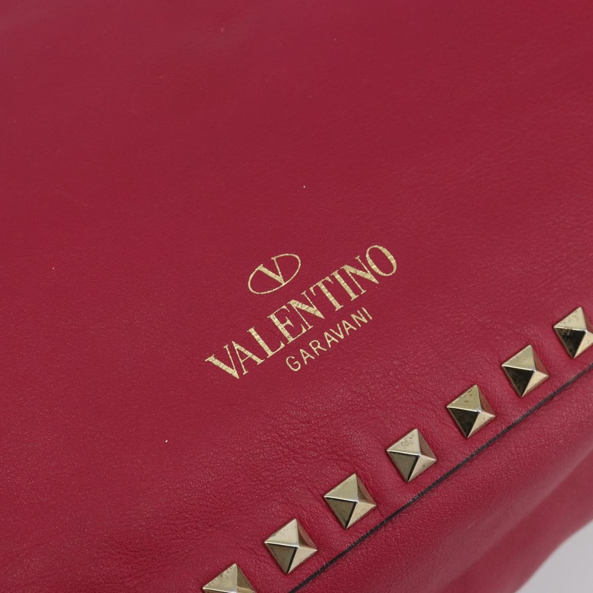 VALENTINO Studs Tote Bag Leather 2way Pink Gold Tone Auth BA14571