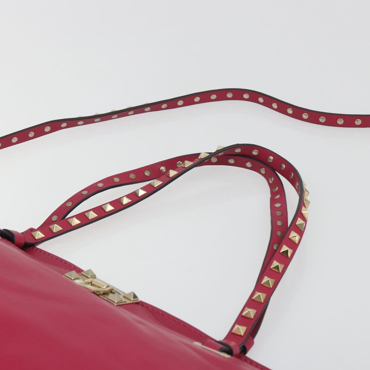 VALENTINO Studs Tote Bag Leather 2way Pink Gold Tone Auth BA14571