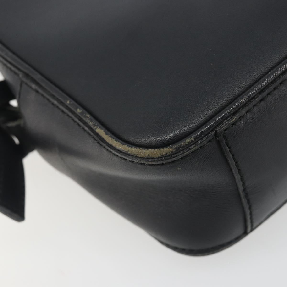 BURBERRY Shoulder Bag Leather Black Silver Auth BA14575