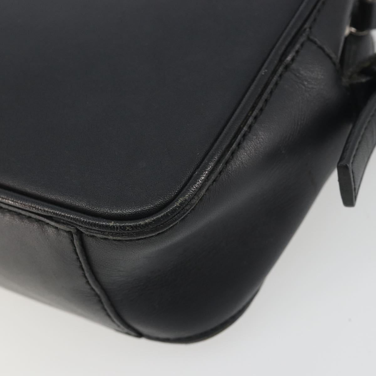 BURBERRY Shoulder Bag Leather Black Silver Auth BA14575