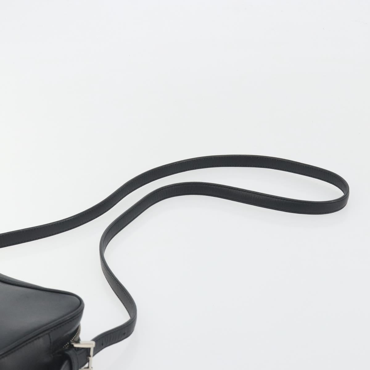BURBERRY Shoulder Bag Leather Black Silver Auth BA14575