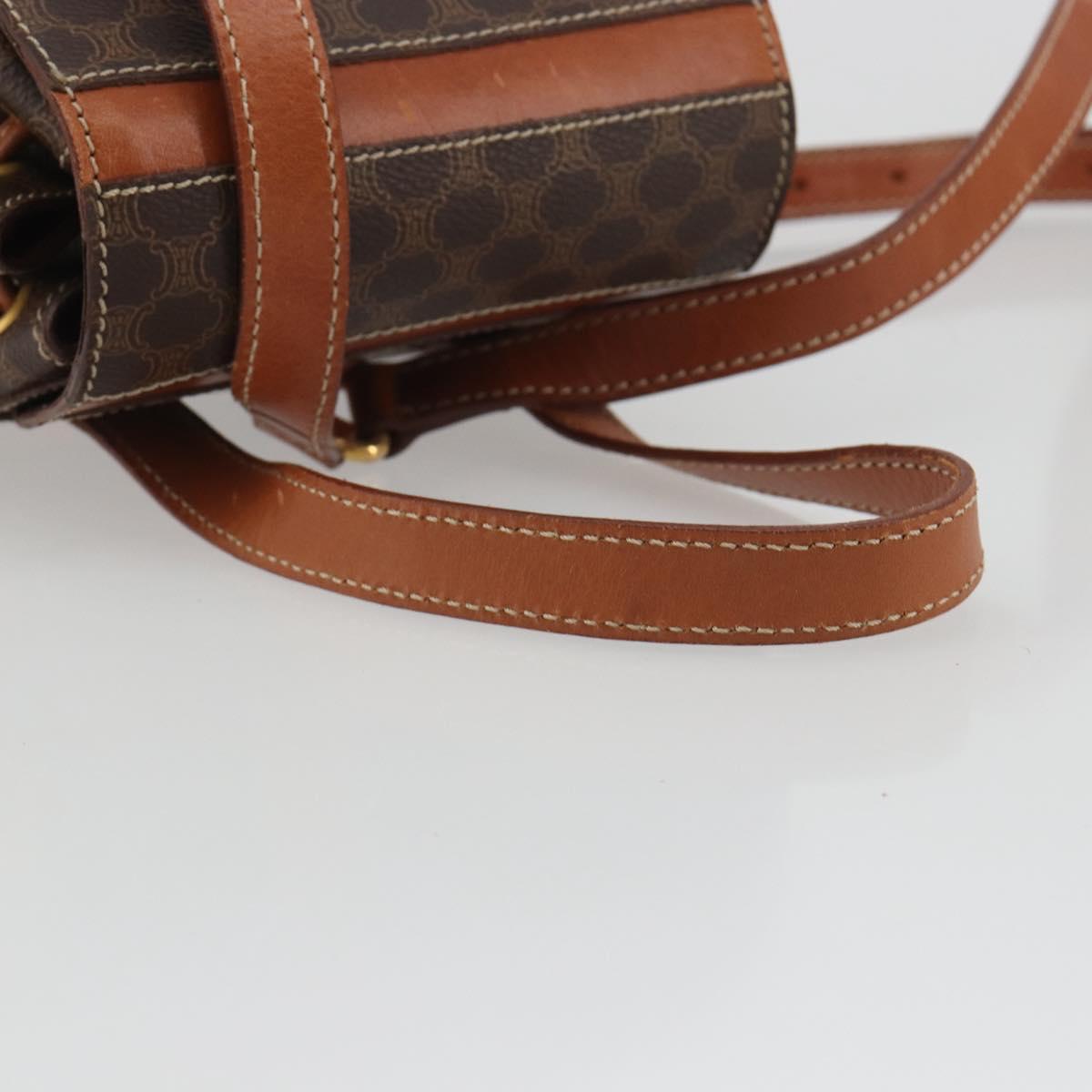CELINE Macadam Backpack PVC Leather Brown Gold Tone Auth BA14576A