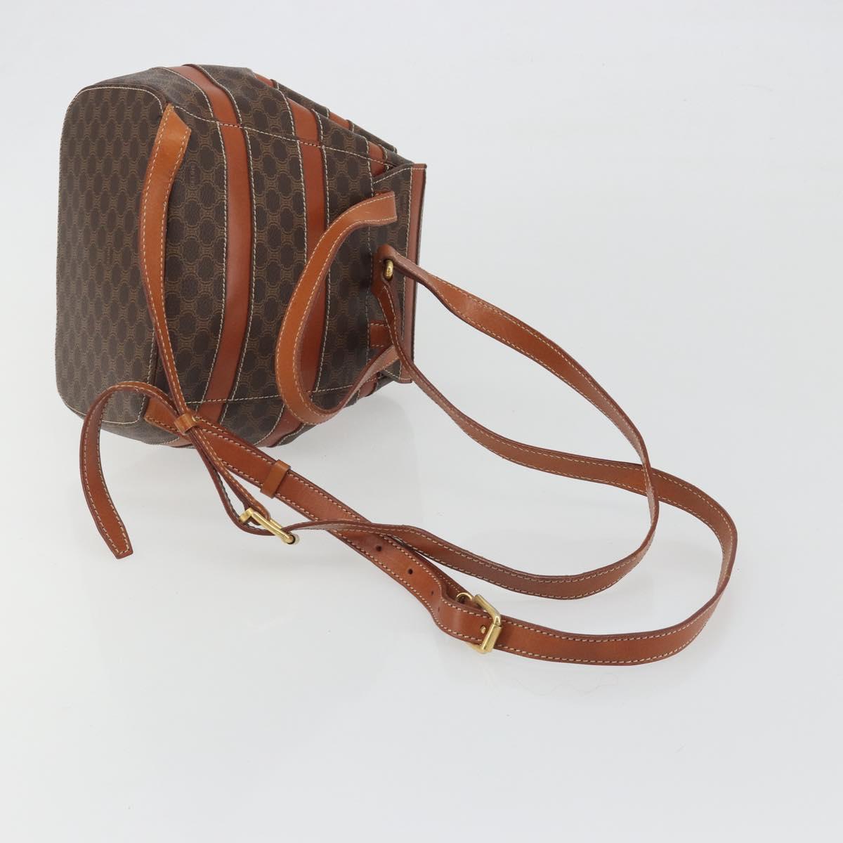 CELINE Macadam Backpack PVC Leather Brown Gold Tone Auth BA14576A