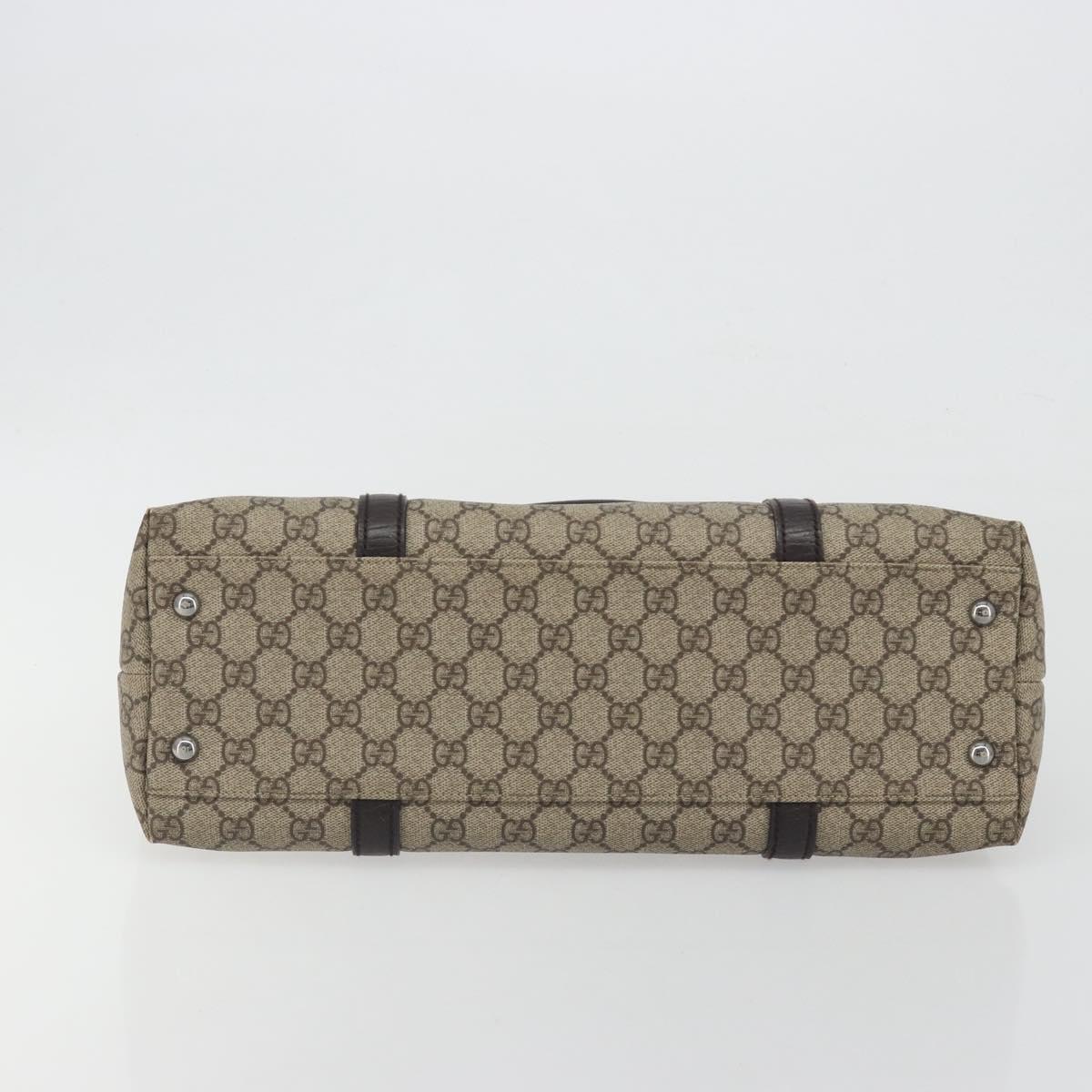 GUCCI GG Supreme Tote Bag PVC Leather Beige Silver 114595 Auth BA14578