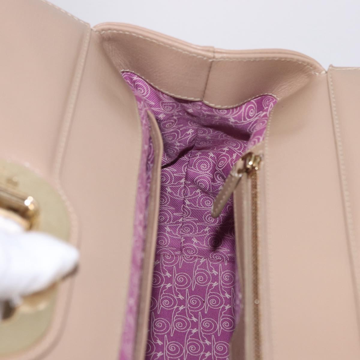 BVLGARI Hand Bag Leather 2way Beige Gold Tone Auth BA14579A