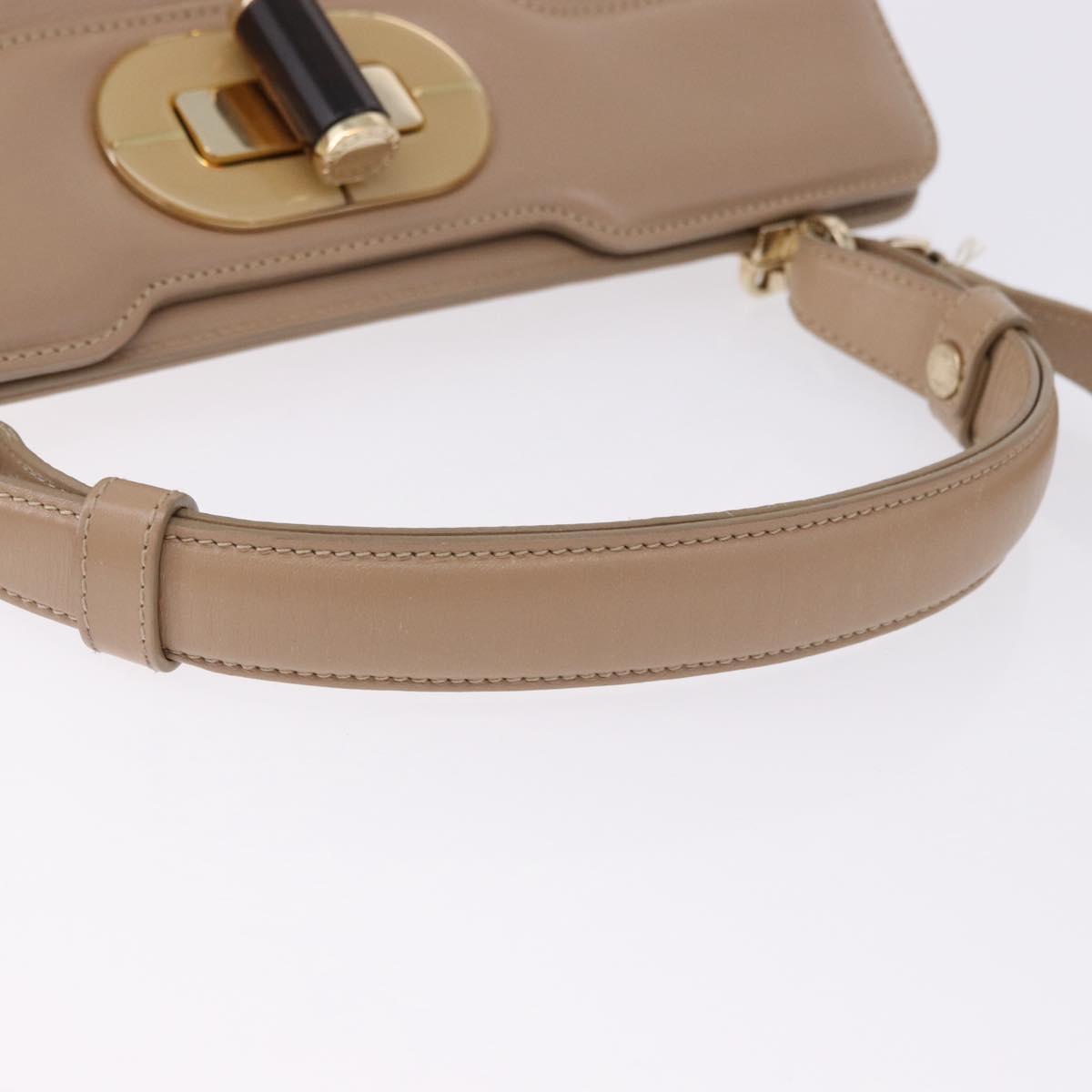 BVLGARI Hand Bag Leather 2way Beige Gold Tone Auth BA14579A