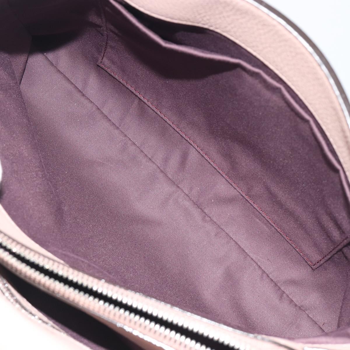 BALLY Shoulder Bag Leather Pink Silver Auth BA14581A