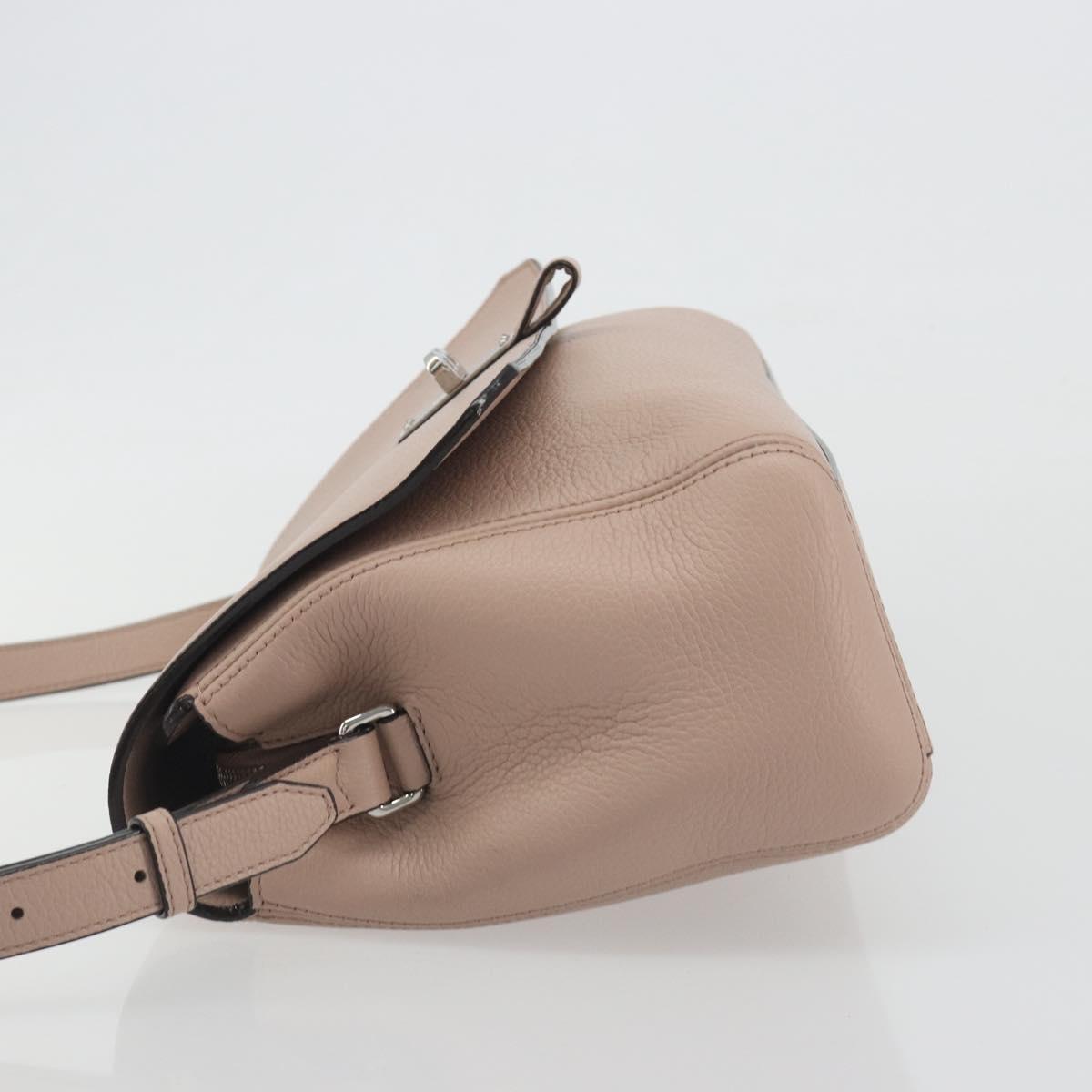 BALLY Shoulder Bag Leather Pink Silver Auth BA14581A