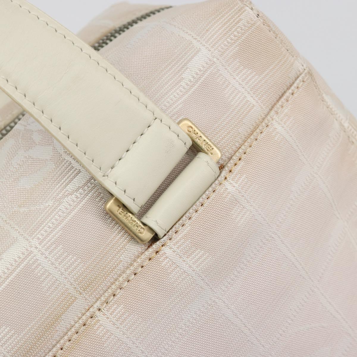 CHANEL New Travel Line Hand Bag Canvas Pink Gold Tone CC Auth BA14582A