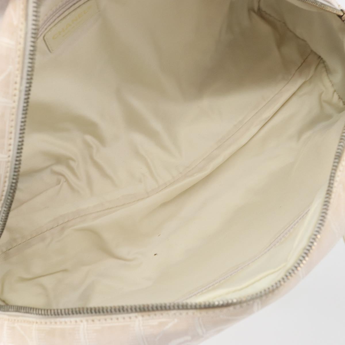 CHANEL New Travel Line Hand Bag Canvas Pink Gold Tone CC Auth BA14582A