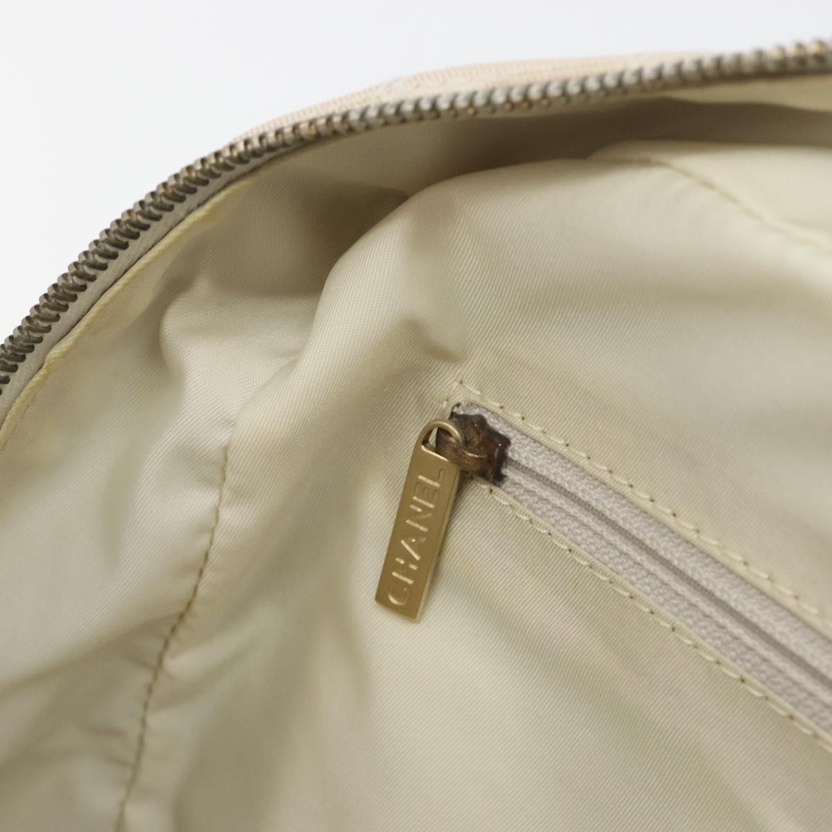 CHANEL New Travel Line Hand Bag Canvas Pink Gold Tone CC Auth BA14582A