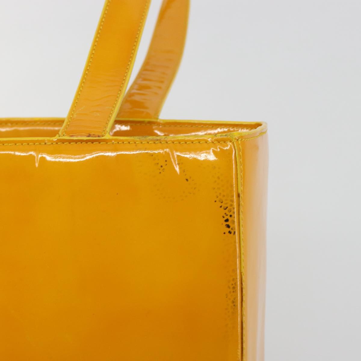 CHANEL Tote Bag Patent Orange CC Auth BA14583
