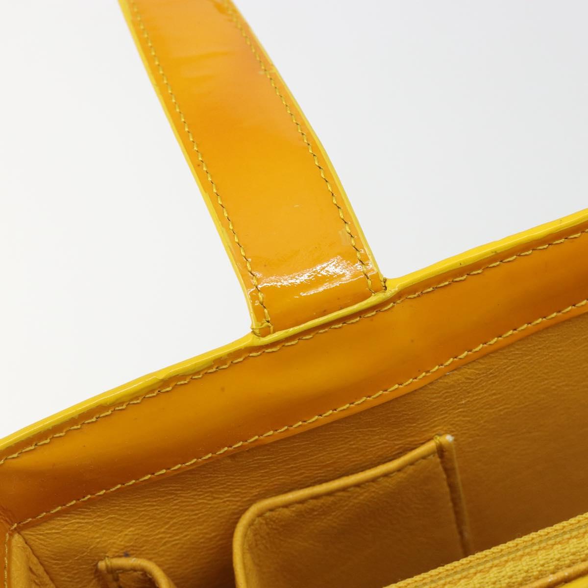 CHANEL Tote Bag Patent Orange CC Auth BA14583