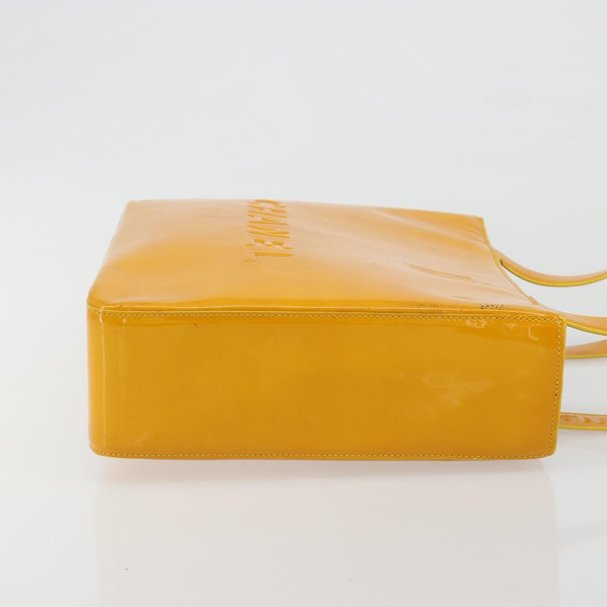 CHANEL Tote Bag Patent Orange CC Auth BA14583