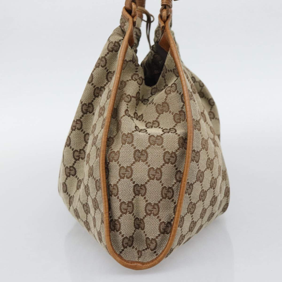 GUCCI GG Canvas Hand Bag Beige 76554 Auth BA14588A