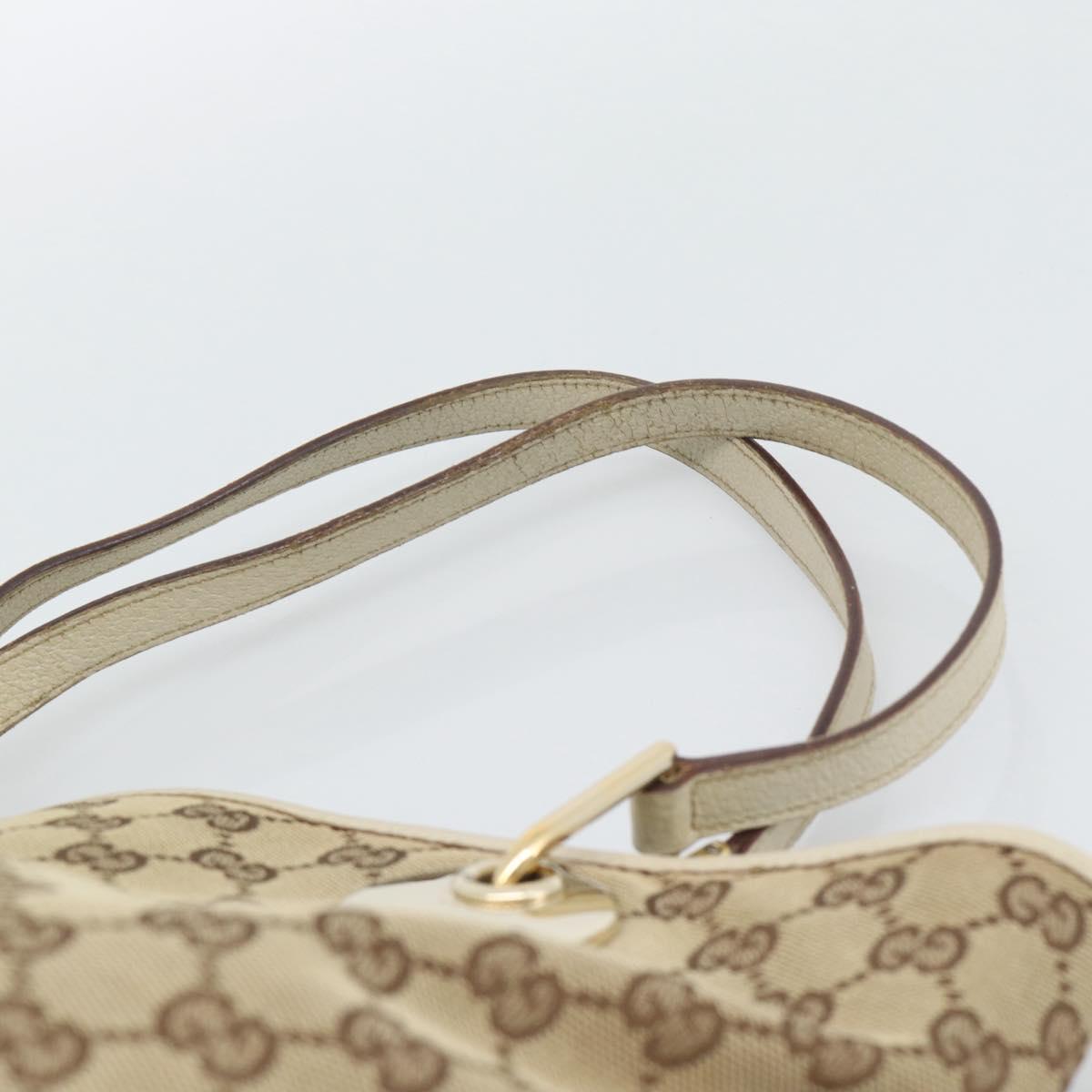 GUCCI GG Canvas Tote Bag Beige Gold Tone 120836 Auth BA14589