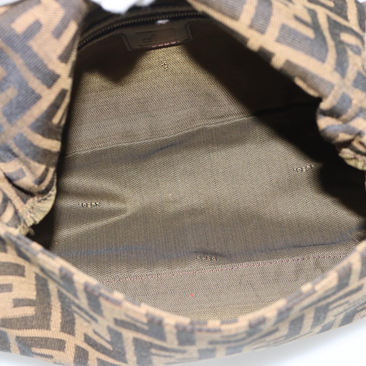 FENDI Zucca Canvas Mamma Baguette Shoulder Bag Brown Silver Auth BA14590V