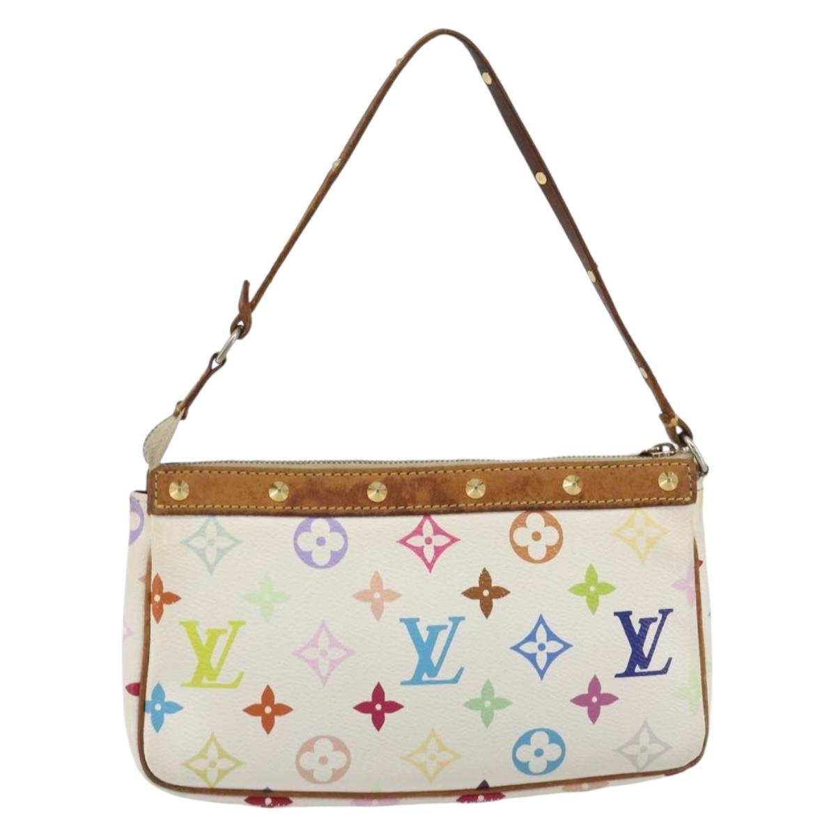 LOUIS VUITTON Monogram Multicolor Pochette Accessoires White M92649 Auth BA14591