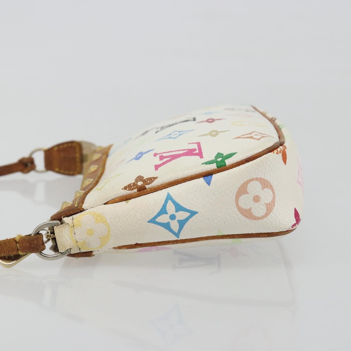 LOUIS VUITTON Monogram Multicolor Pochette Accessoires White M92649 Auth BA14591