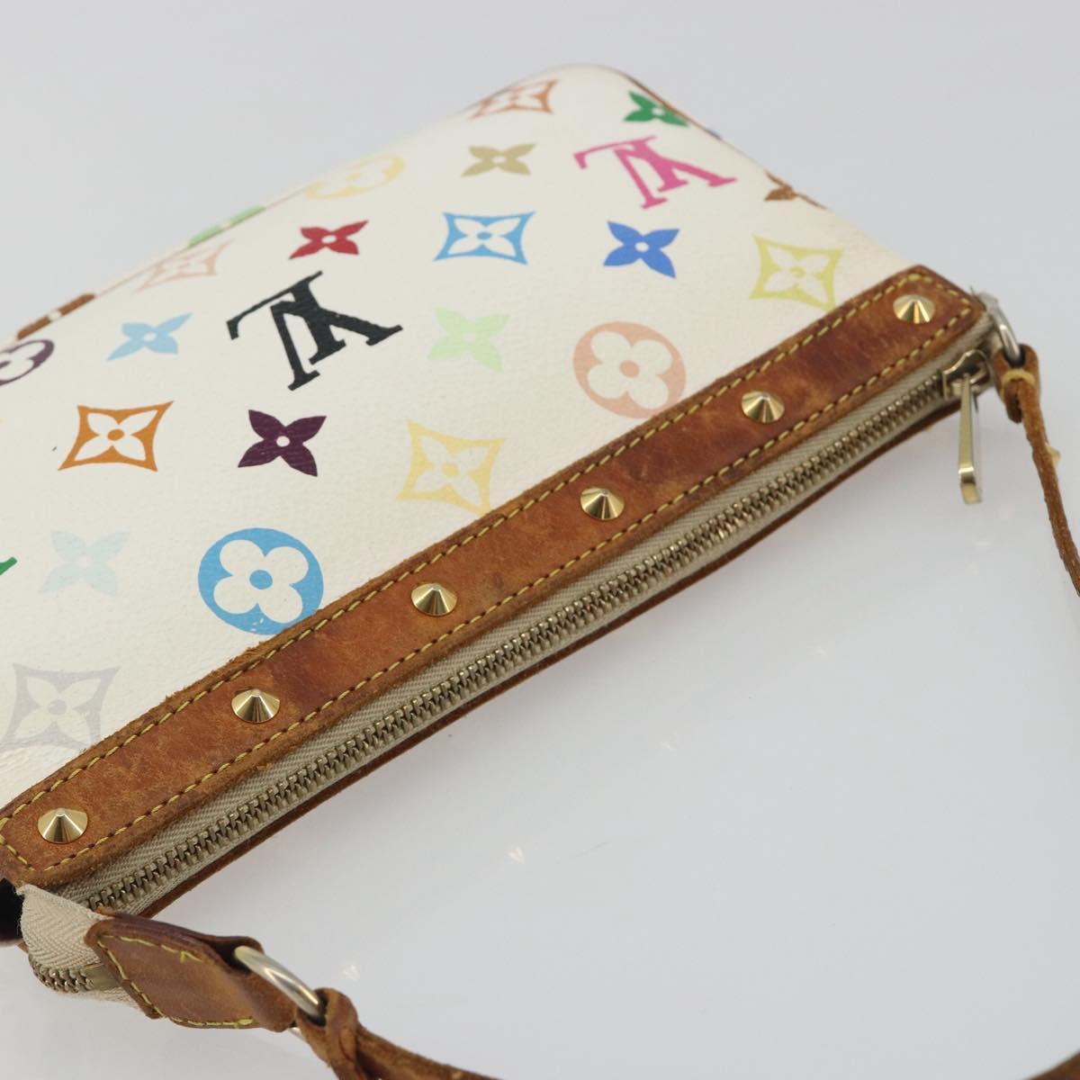 LOUIS VUITTON Monogram Multicolor Pochette Accessoires White M92649 Auth BA14591