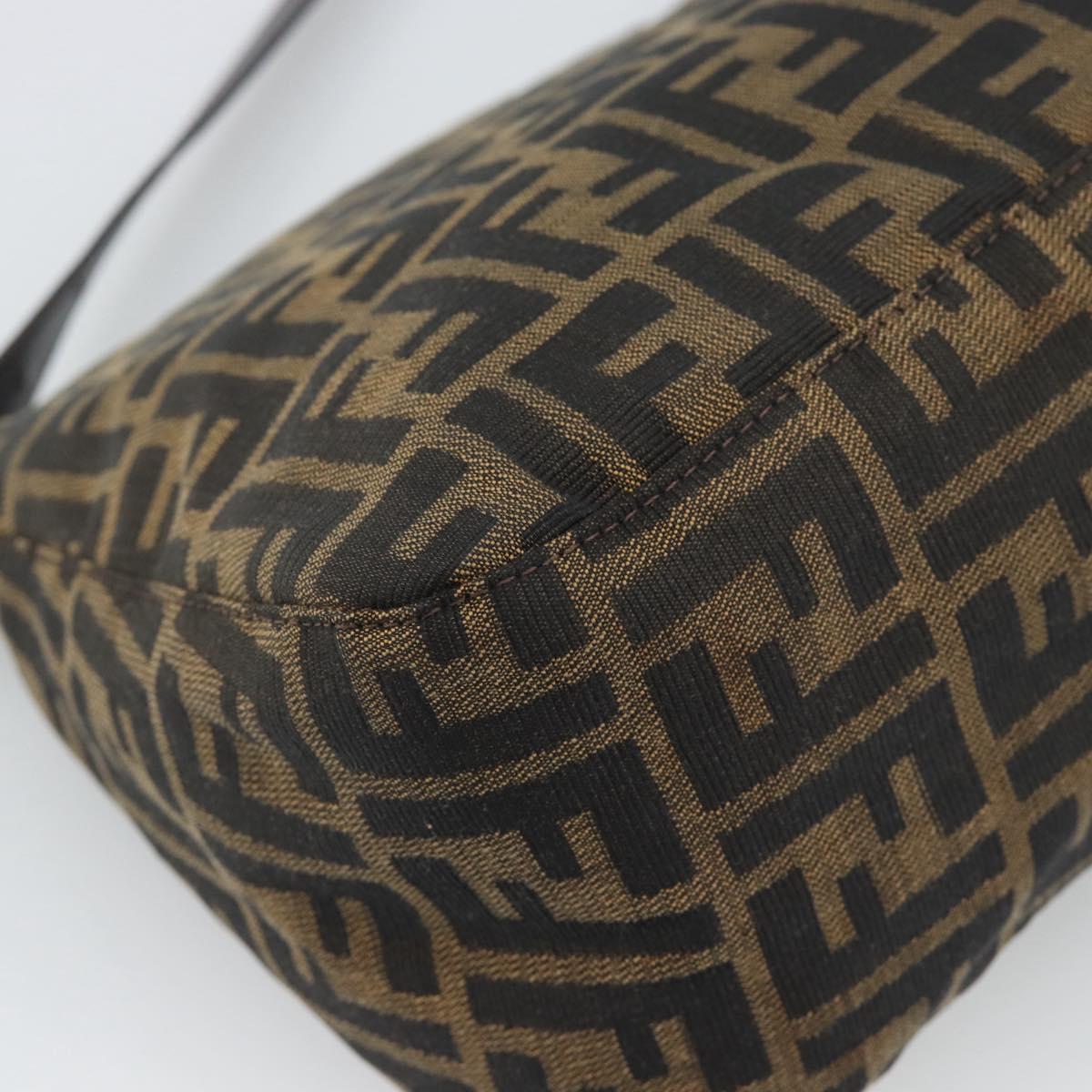FENDI Zucca Canvas Mamma Baguette Shoulder Bag Brown Silver Auth BA14593V