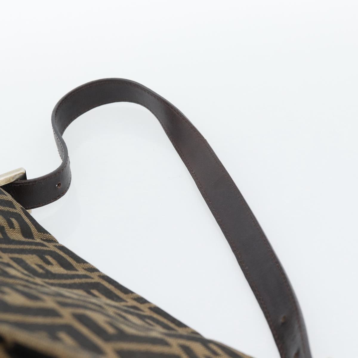 FENDI Zucca Canvas Mamma Baguette Shoulder Bag Brown Silver Auth BA14593V