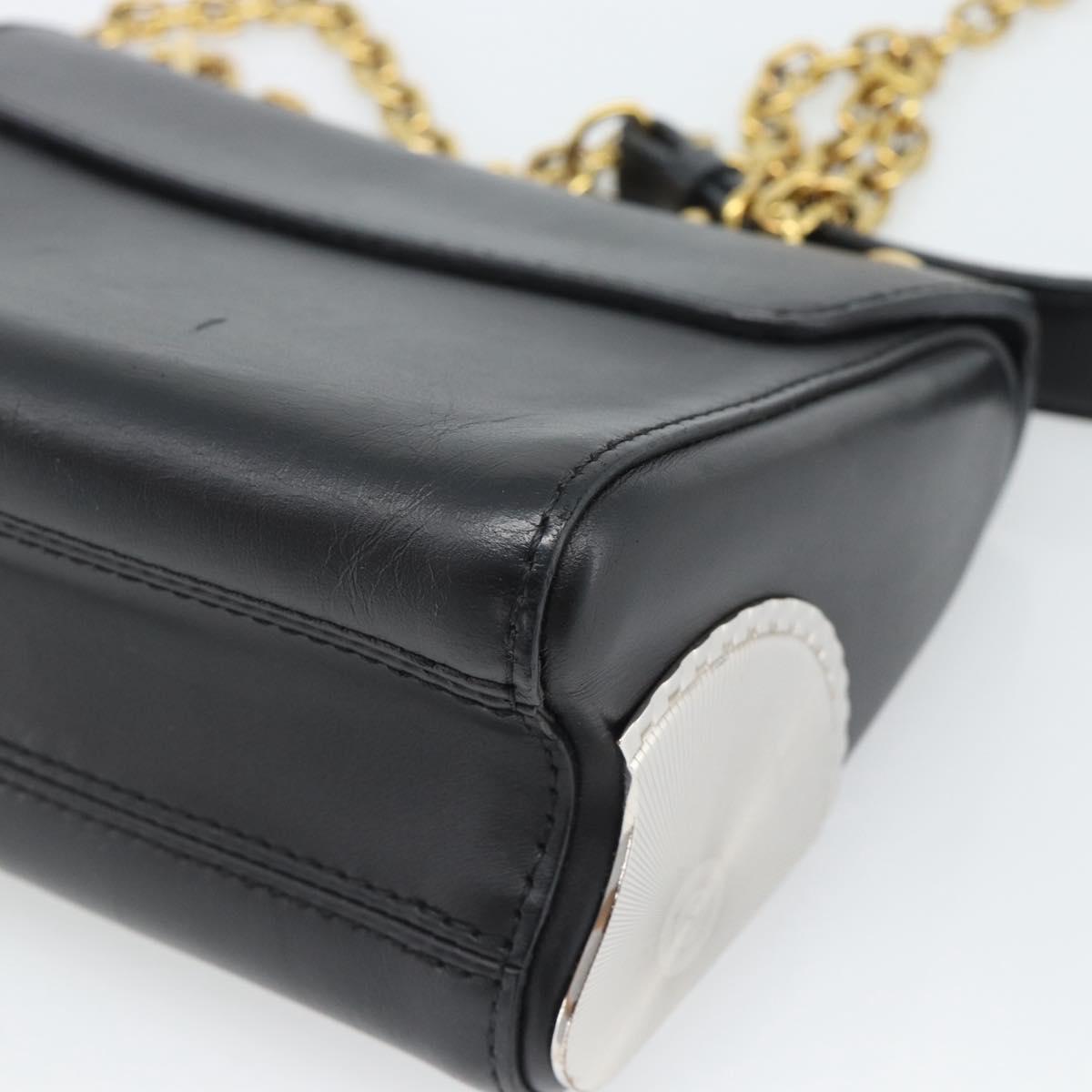 LOUIS VUITTON Twist MM Shoulder Bag Leather Black Gold Tone LV Auth BA14604SAM