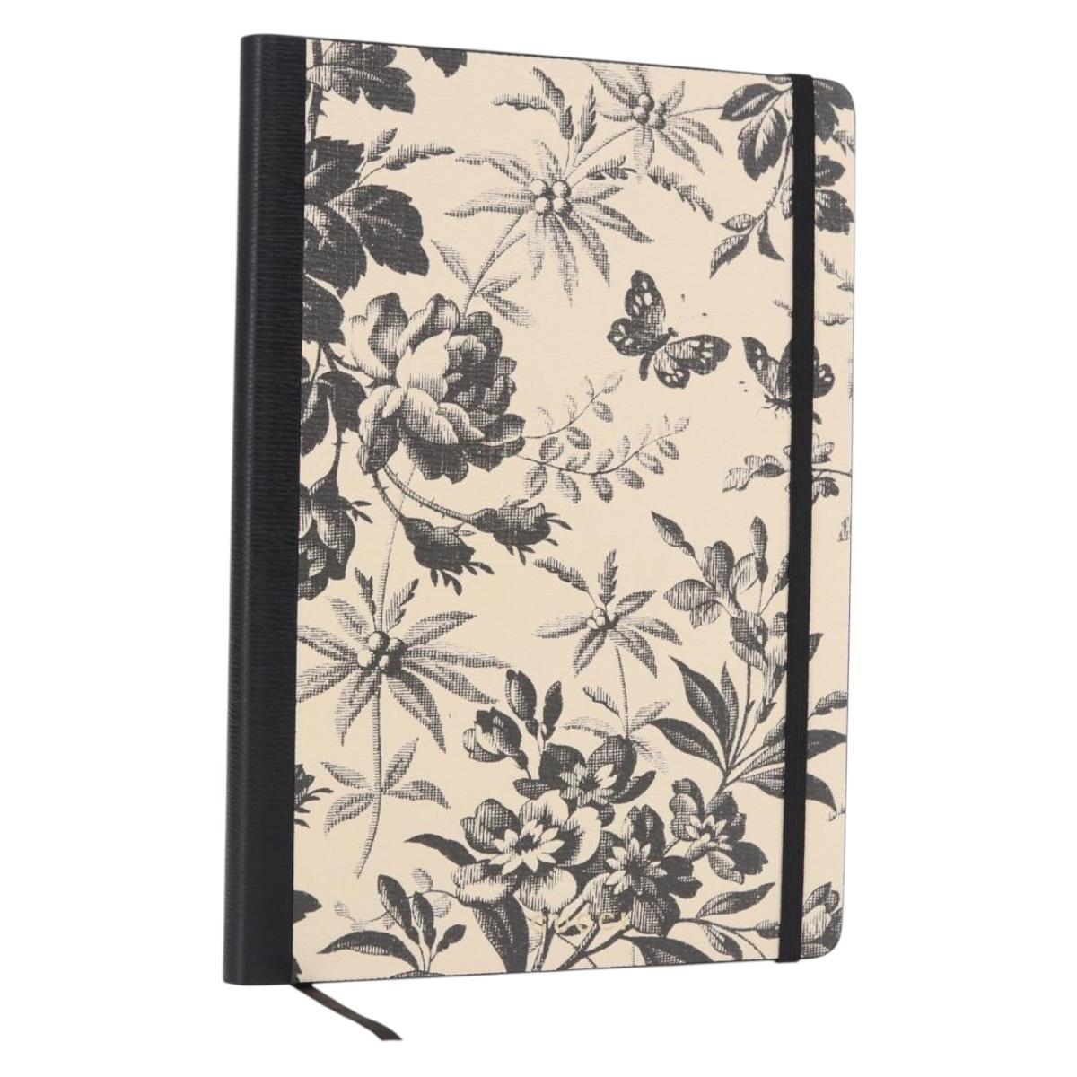 GUCCI Note Book Canvas Beige Black Auth BA14609M