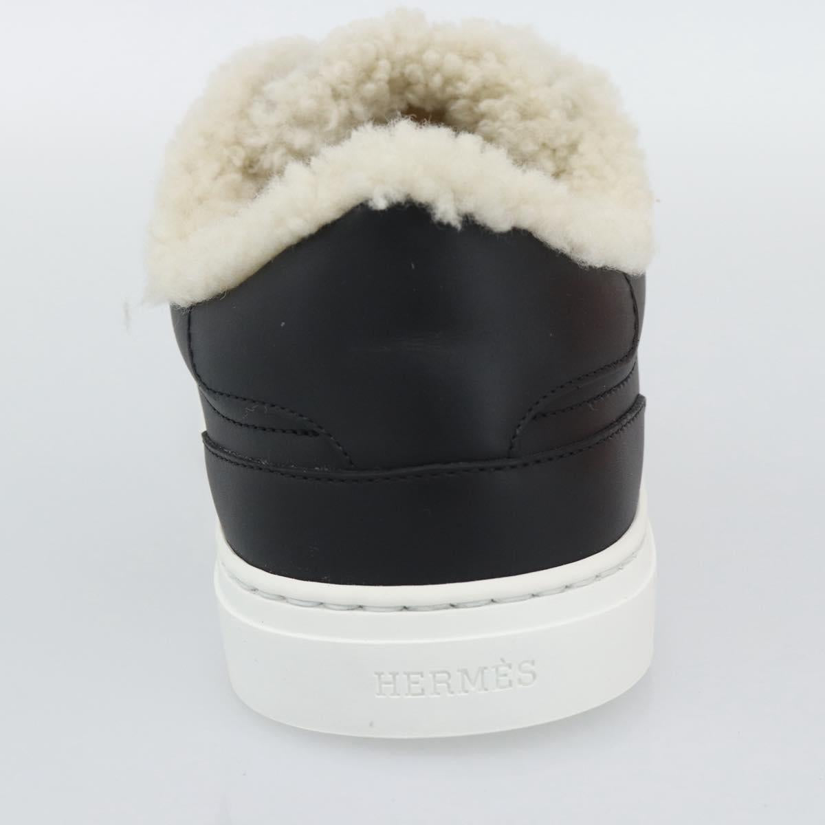 HERMES Day Kelly Buckle Sneakers Leather Black White Auth BA14611SAM