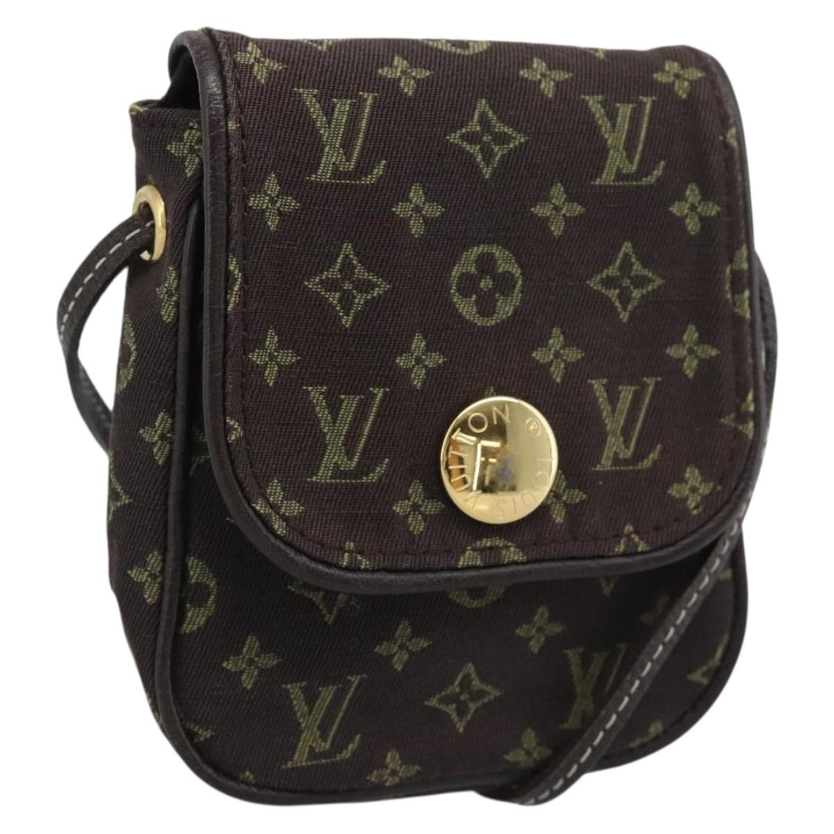 LOUIS VUITTON Monogram Mini Lin Pochette Cancoon Ebene M95313 LV Auth BA14618A
