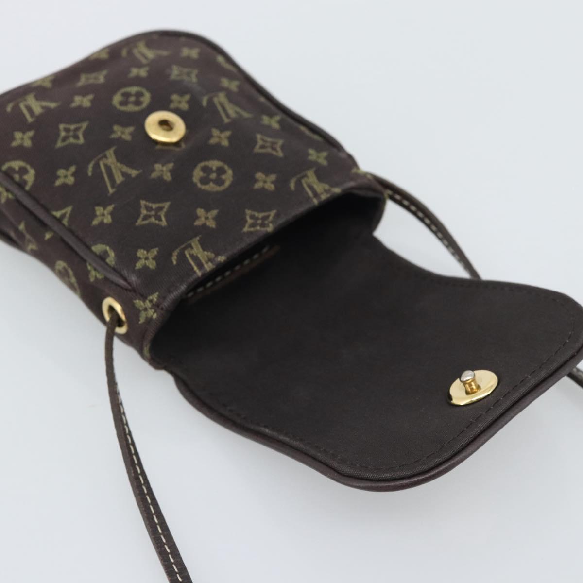 LOUIS VUITTON Monogram Mini Lin Pochette Cancoon Ebene M95313 LV Auth BA14618A