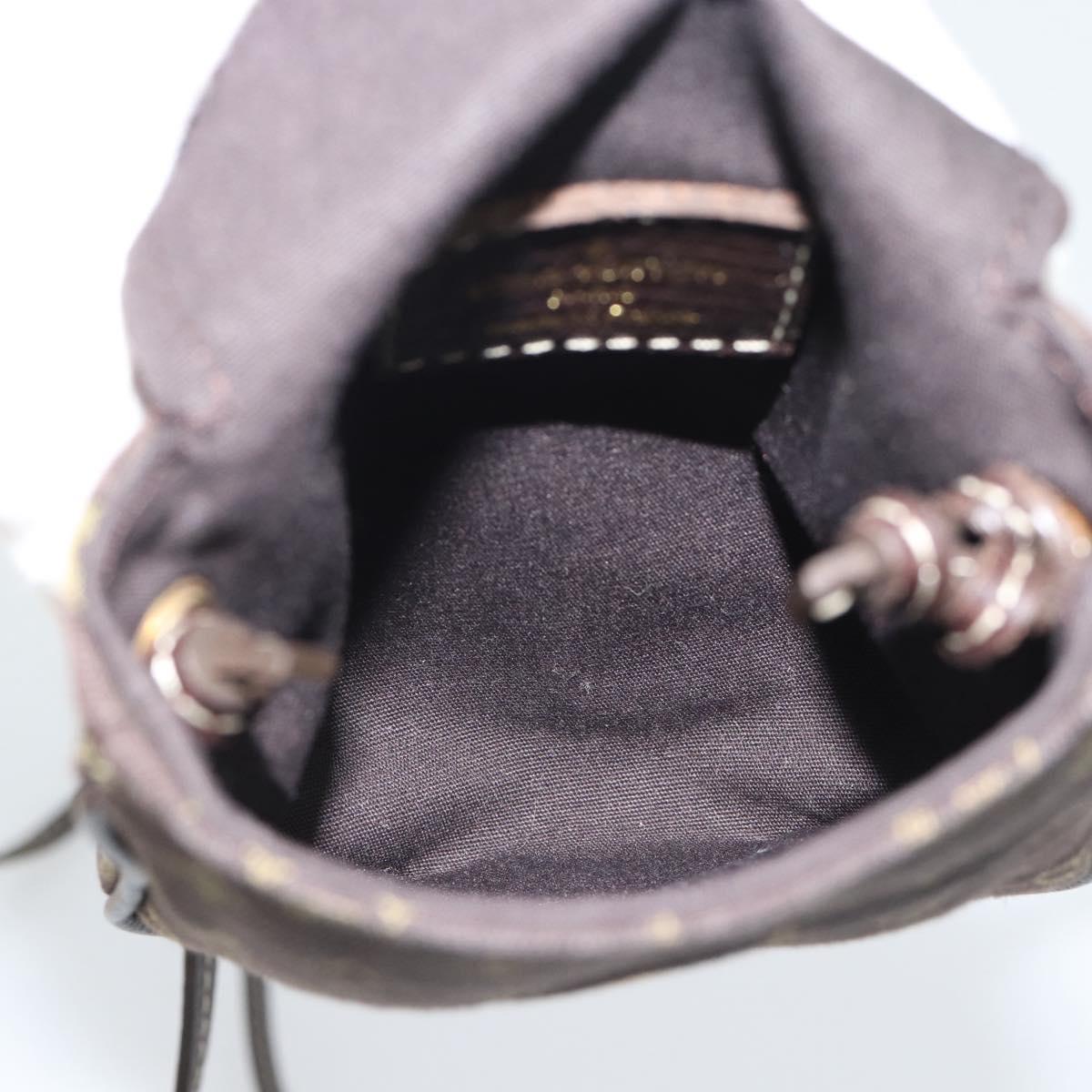 LOUIS VUITTON Monogram Mini Lin Pochette Cancoon Ebene M95313 LV Auth BA14618A