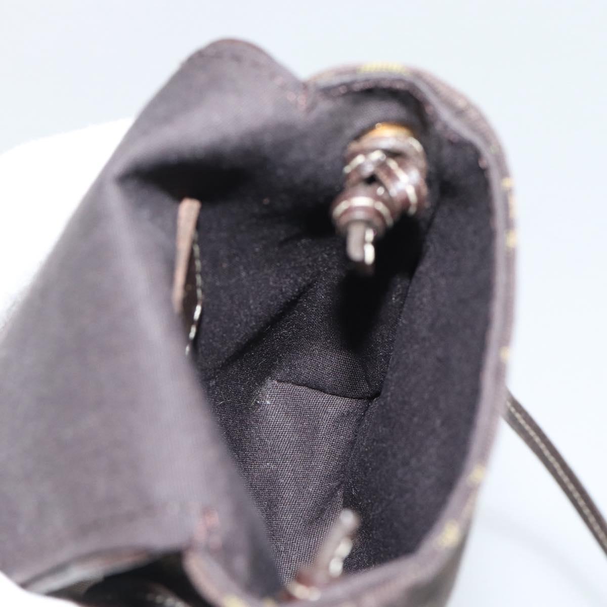 LOUIS VUITTON Monogram Mini Lin Pochette Cancoon Ebene M95313 LV Auth BA14618A