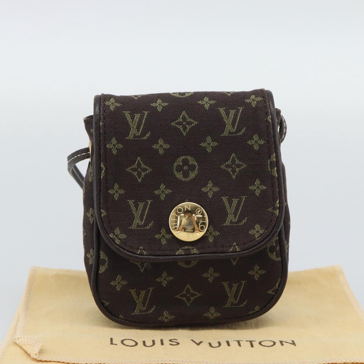 LOUIS VUITTON Monogram Mini Lin Pochette Cancoon Ebene M95313 LV Auth BA14618A