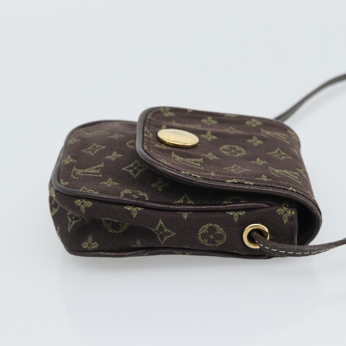 LOUIS VUITTON Monogram Mini Lin Pochette Cancoon Ebene M95313 LV Auth BA14618A